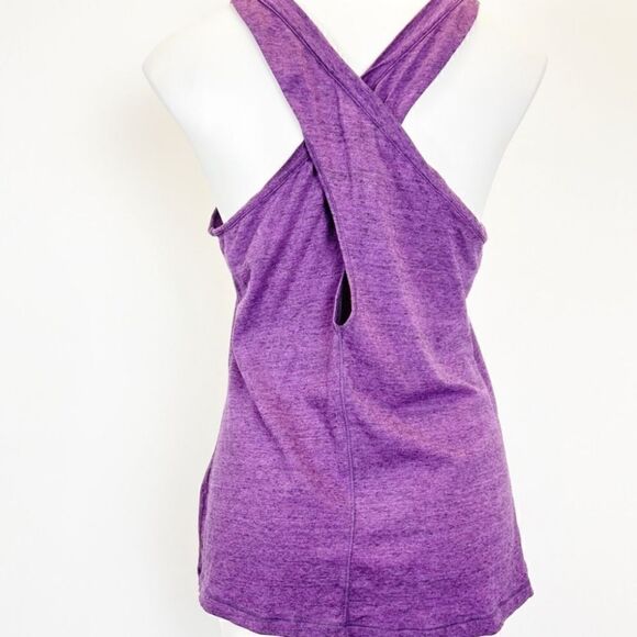 Calia Heathered Purple Key Hole Loose Fit CrissCross Cut Out Athletic tank top S - Picture 2 of 12